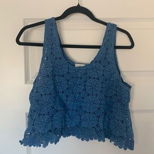 Blue Lace floral shirt